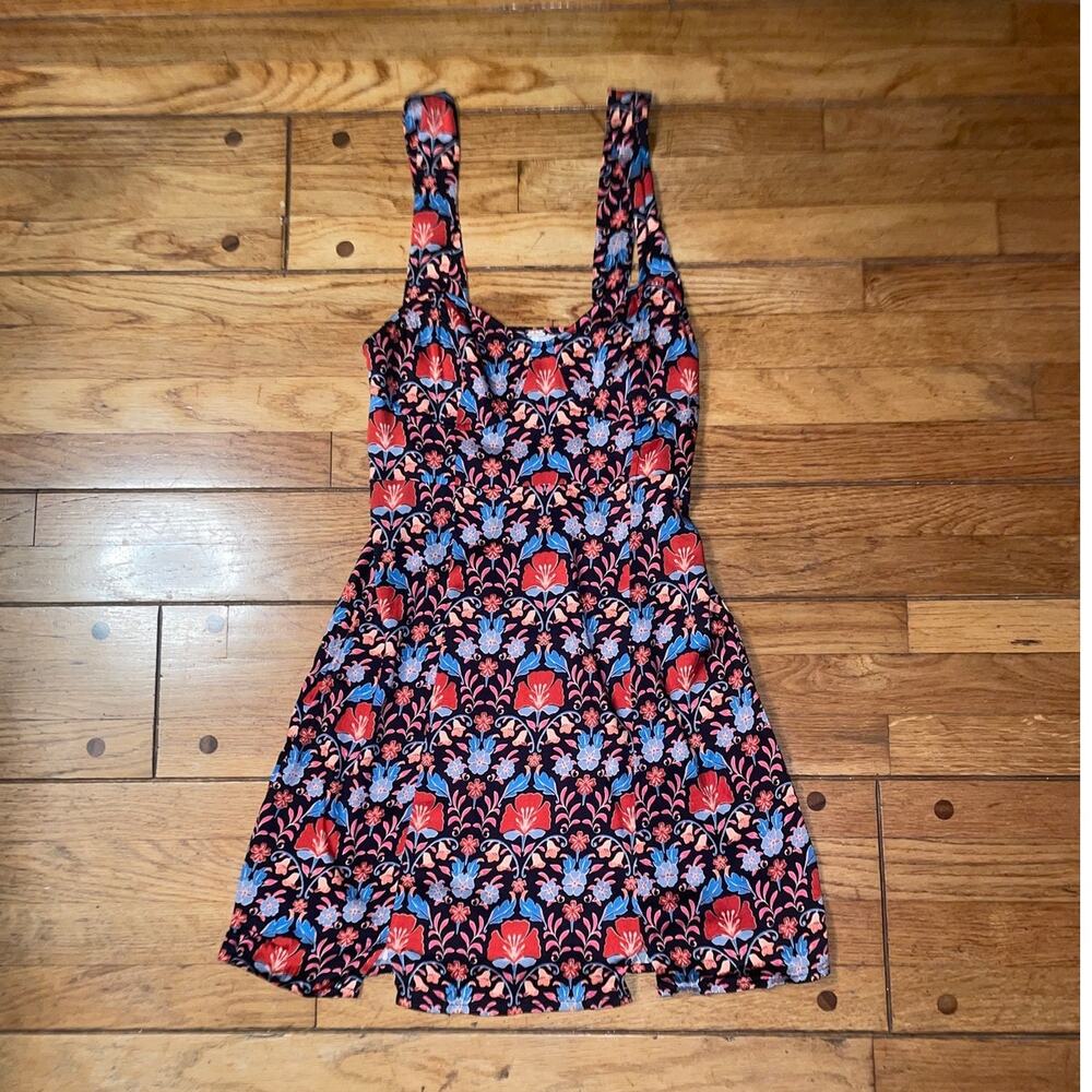 Free People sasha floral print mini Summer dress in black multi